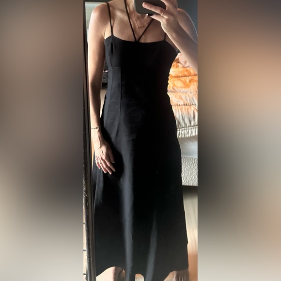Zara 100% linen strappy black dress - Picture 2 of 6